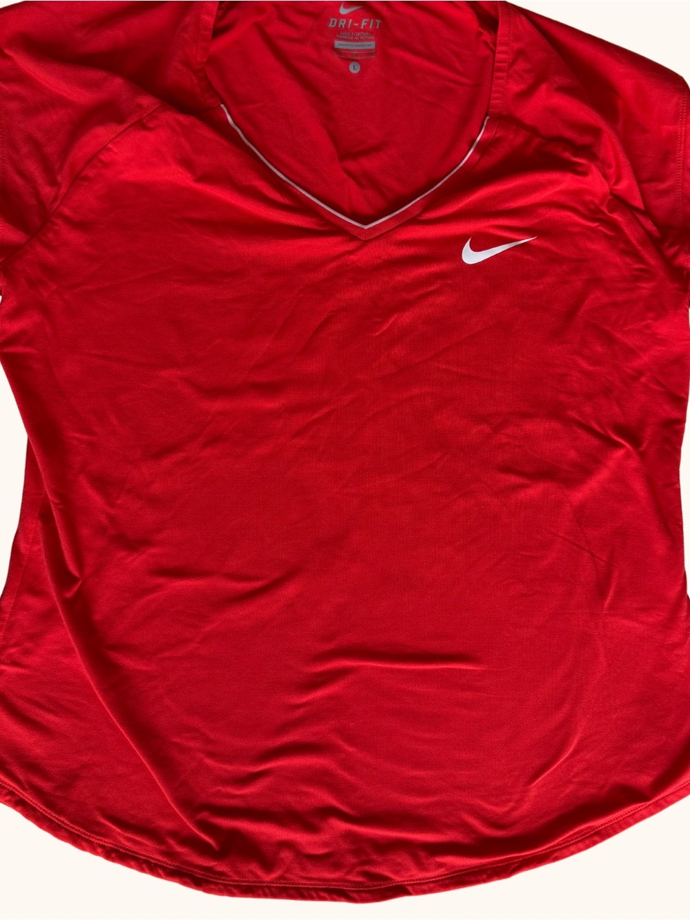 Nike Dri-FIT Women’s Red V-Neck Athletic Running Top Size L